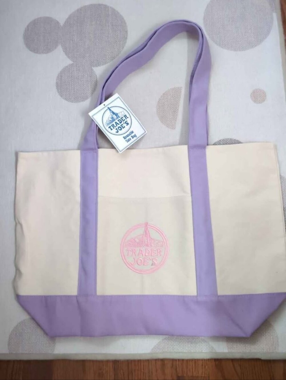 TRADER JOE'S | Large Lavender Canvas Tote Bag